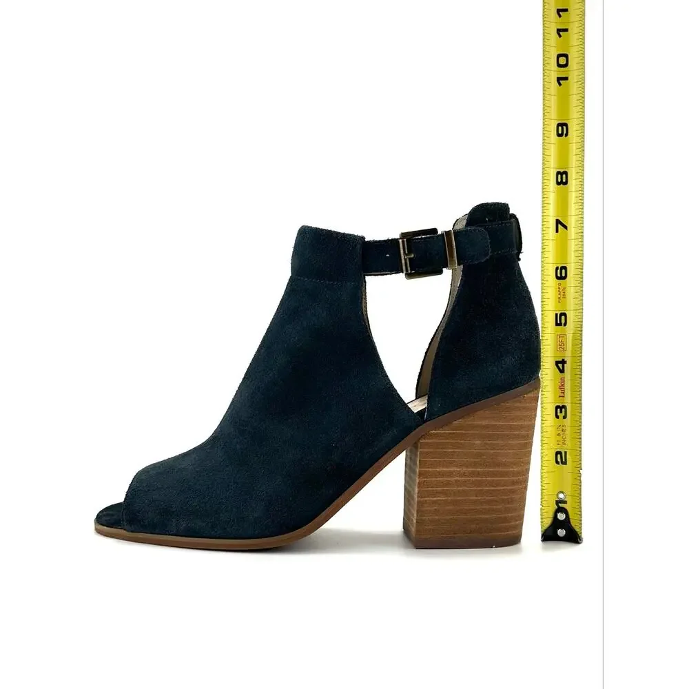 Sole Society Ferris Open Toe Bootie/Sandal Size 9/40M Blue/Gray Suede Adjustable